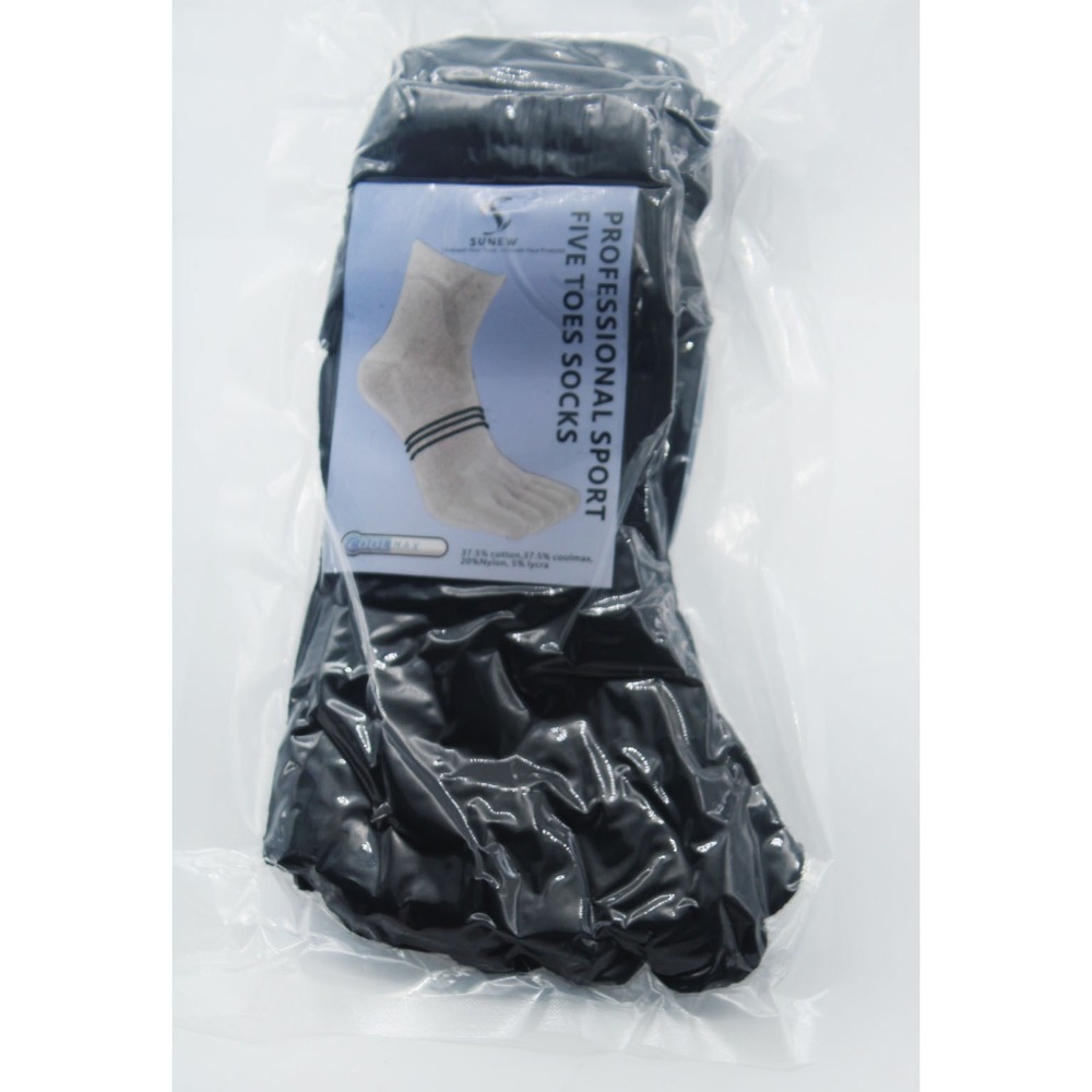 Sunew Professional Sport Five Toes Socks Black Coolmax Athletic Running Socks